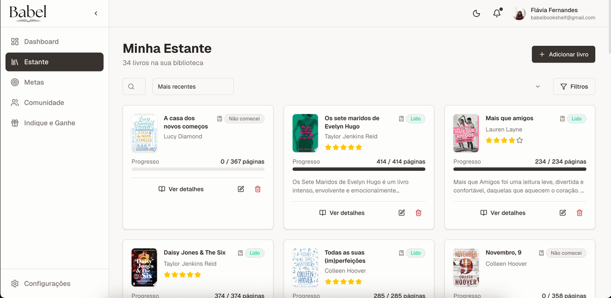 Estante virtual do Babel